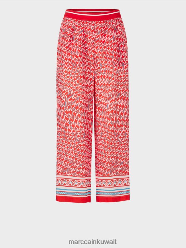 Marc Cain السراويل ويت في تصميم السبعينات LVN0D6672 ملابس النار الحمراء