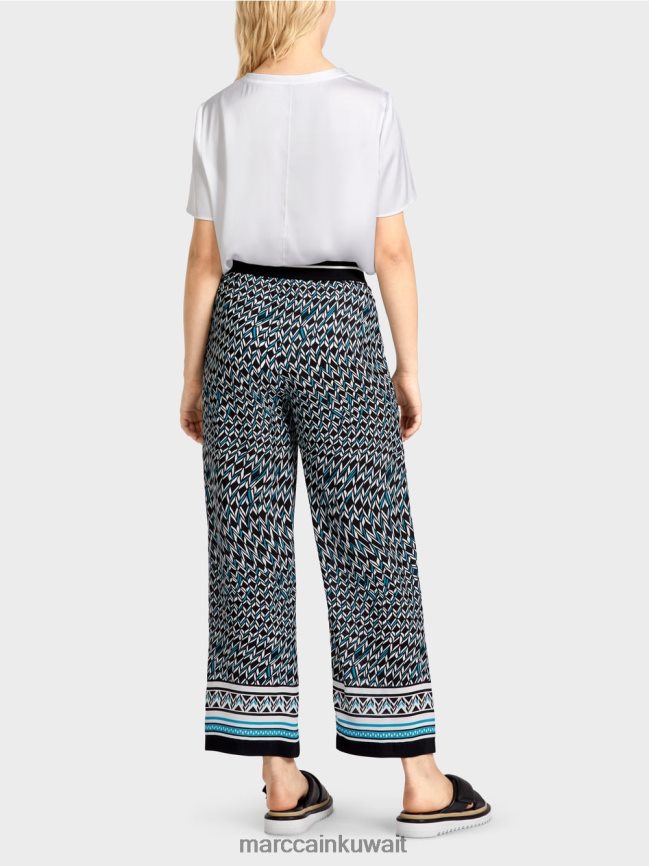 Marc Cain السراويل ويت في تصميم السبعينات LVN0D6674 ملابس أسود