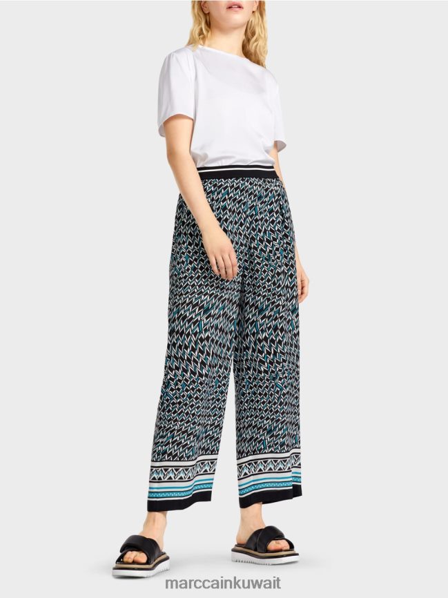 Marc Cain السراويل ويت في تصميم السبعينات LVN0D6674 ملابس أسود