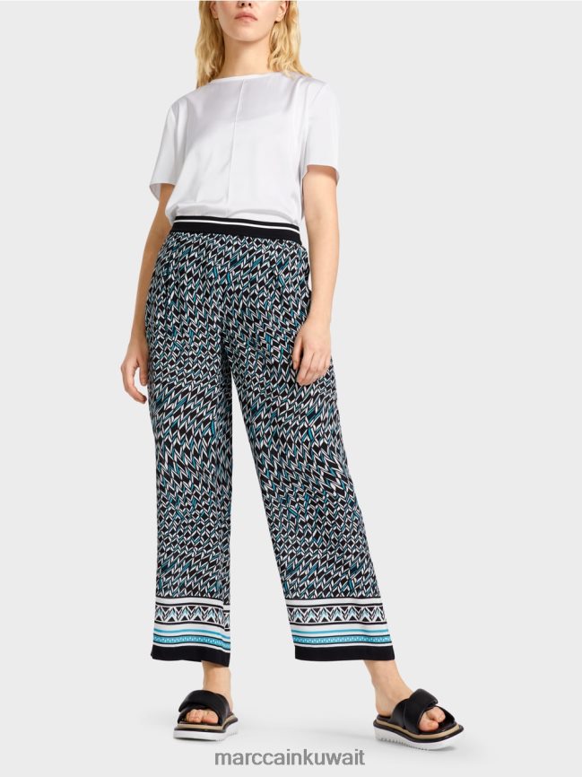 Marc Cain السراويل ويت في تصميم السبعينات LVN0D6674 ملابس أسود