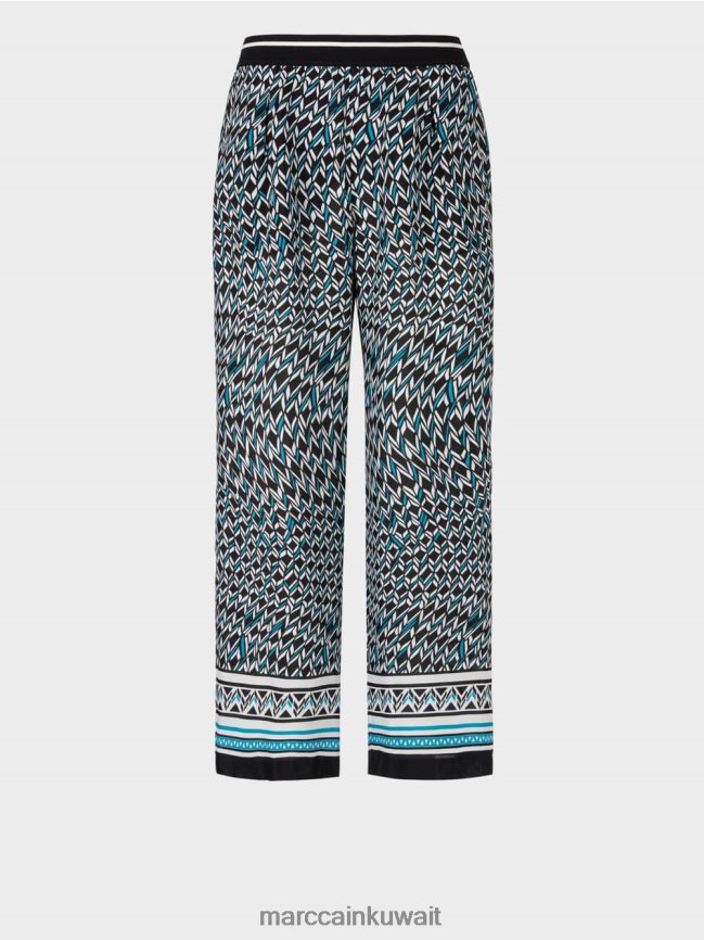 Marc Cain السراويل ويت في تصميم السبعينات LVN0D6674 ملابس أسود