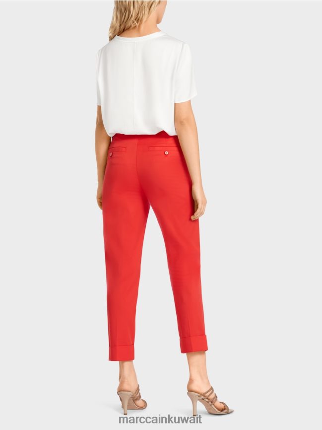 Marc Cain سروال فرانكا مع التجاعيد والأصفاد LVN0D6677 ملابس النار الحمراء