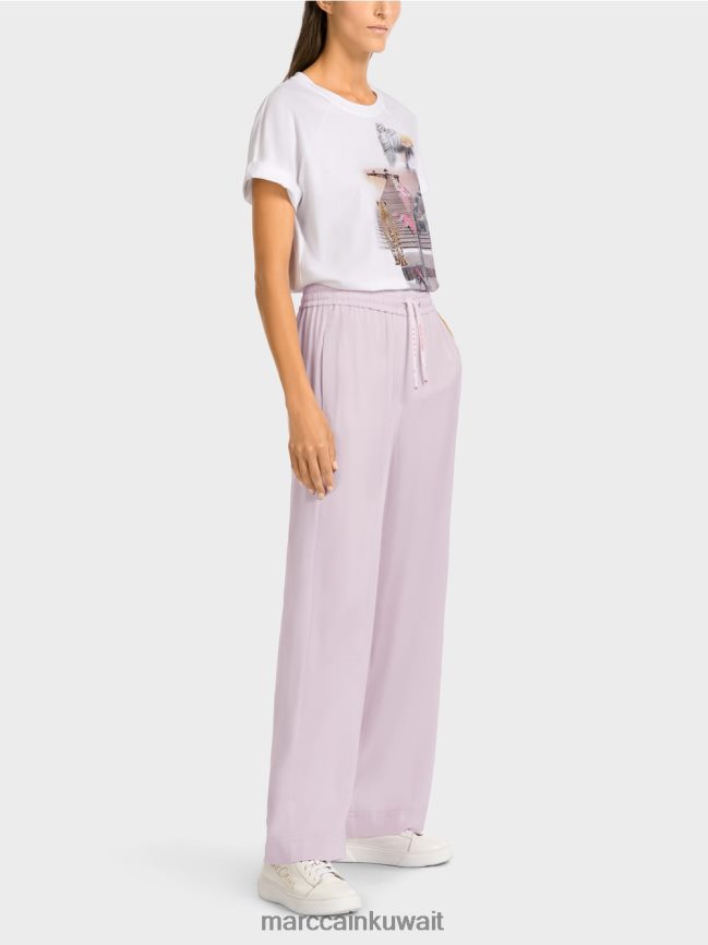 Marc Cain بنطال فضفاض مع حزام خصر للركض LVN0D6682 ملابس الخزامى الخفيف
