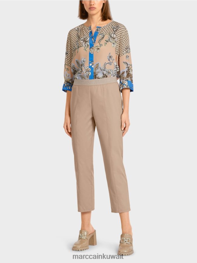 Marc Cain بنطال بحزام خصر مطاطي LVN0D6687 ملابس رمادي داكن ناعم