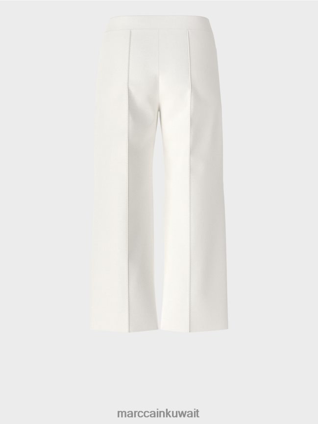 Marc Cain بنطلون مع تجعد مضغوط بخياطة علوية LVN0D6699 ملابس أبيض مصفر