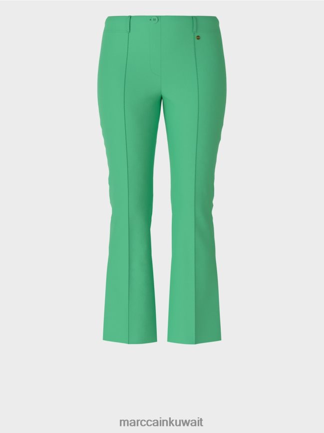 Marc Cain السراويل الكلاسيكية مع التجاعيد المضغوطة LVN0D6701 ملابس اليشم مشرق