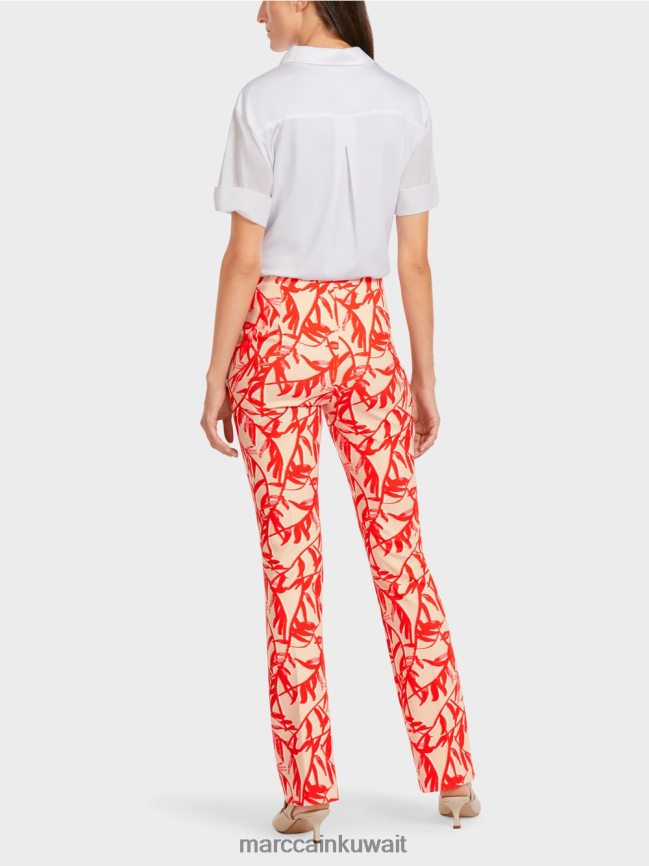 Marc Cain السراويل في طباعة الأزهار LVN0D6702 ملابس تان مشرق
