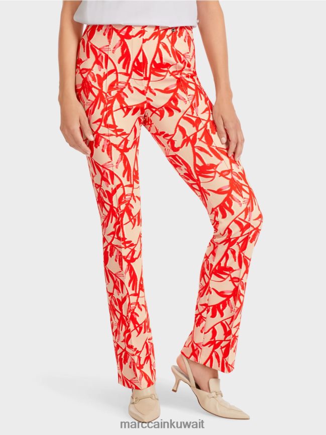 Marc Cain السراويل في طباعة الأزهار LVN0D6702 ملابس تان مشرق