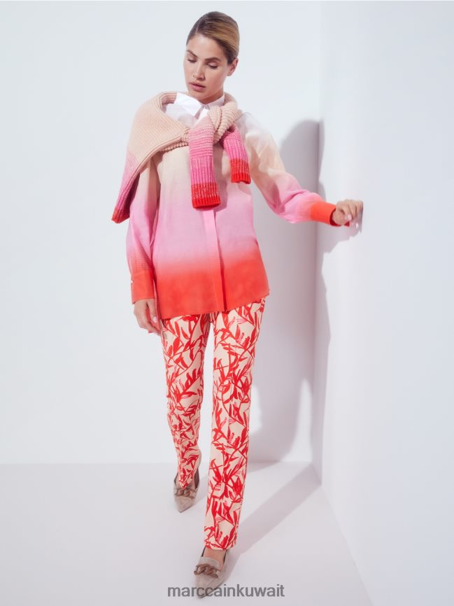 Marc Cain السراويل في طباعة الأزهار LVN0D6702 ملابس تان مشرق