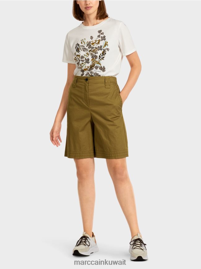 Marc Cain شورت "إعادة التفكير معًا". LVN0D6707 ملابس زيتون أصفر