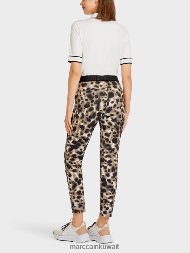 Marc Cain بنطال مطاطي مع تجاعيد مضغوطة LVN0D6708 ملابس قهوة خفيفة