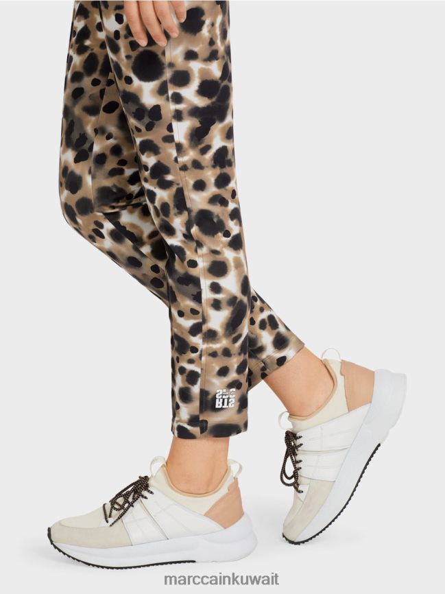 Marc Cain بنطال مطاطي مع تجاعيد مضغوطة LVN0D6708 ملابس قهوة خفيفة