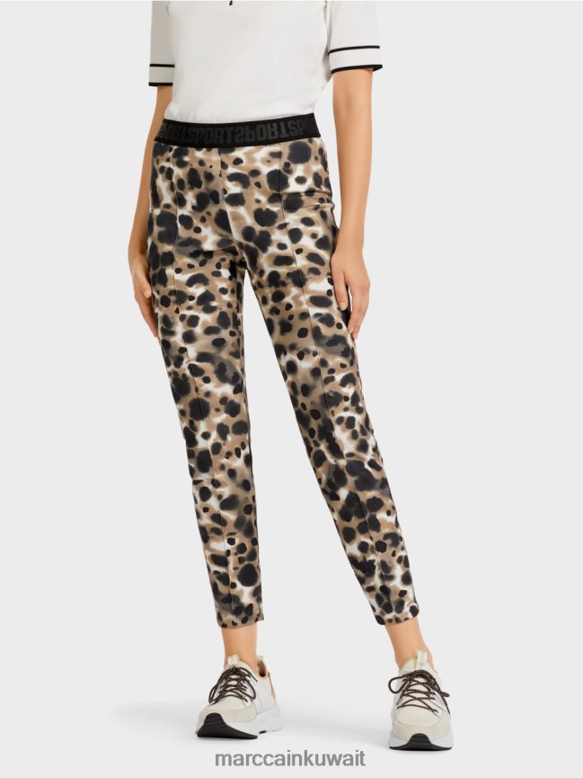 Marc Cain بنطال مطاطي مع تجاعيد مضغوطة LVN0D6708 ملابس قهوة خفيفة