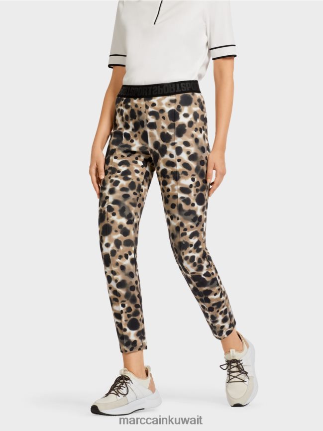 Marc Cain بنطال مطاطي مع تجاعيد مضغوطة LVN0D6708 ملابس قهوة خفيفة