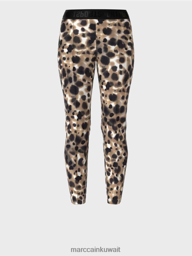 Marc Cain بنطال مطاطي مع تجاعيد مضغوطة LVN0D6708 ملابس قهوة خفيفة