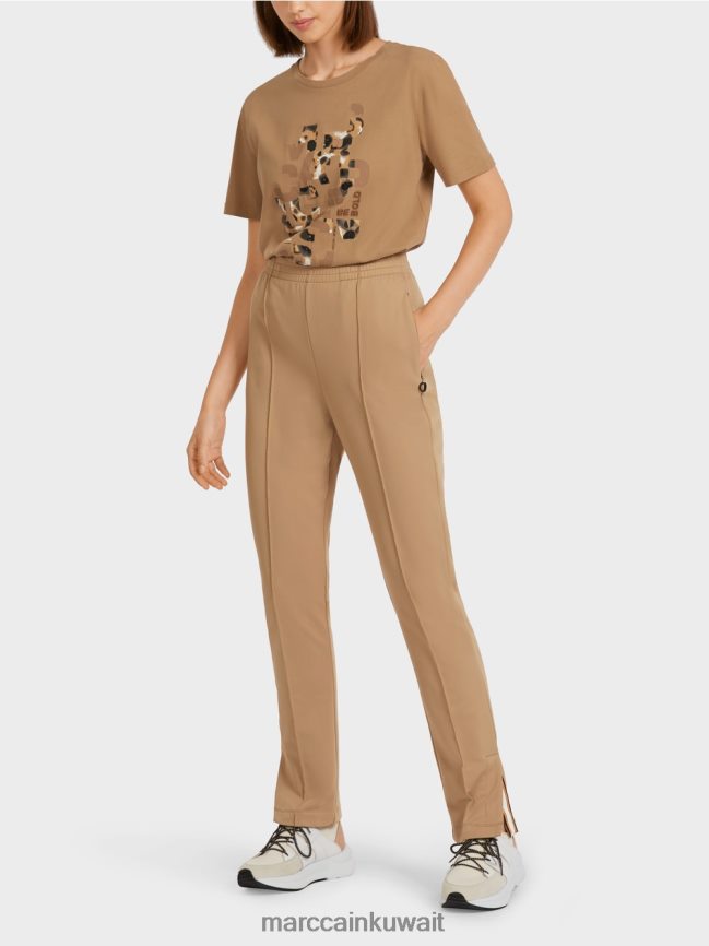 Marc Cain السراويل مع الشقوق الجانبية LVN0D6710 ملابس قهوة خفيفة