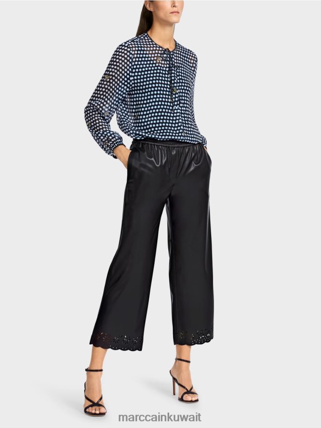 Marc Cain سراويل فضفاضة غير رسمية من الجلد الصناعي LVN0D6713 ملابس أسود