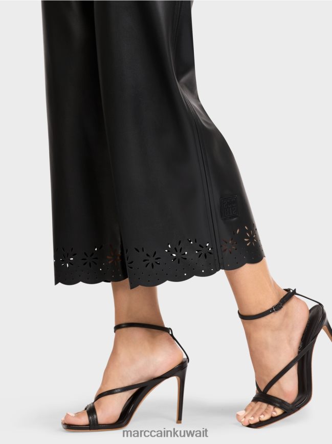 Marc Cain سراويل فضفاضة غير رسمية من الجلد الصناعي LVN0D6713 ملابس أسود