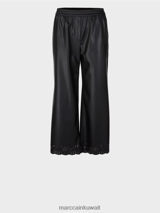 Marc Cain سراويل فضفاضة غير رسمية من الجلد الصناعي LVN0D6713 ملابس أسود