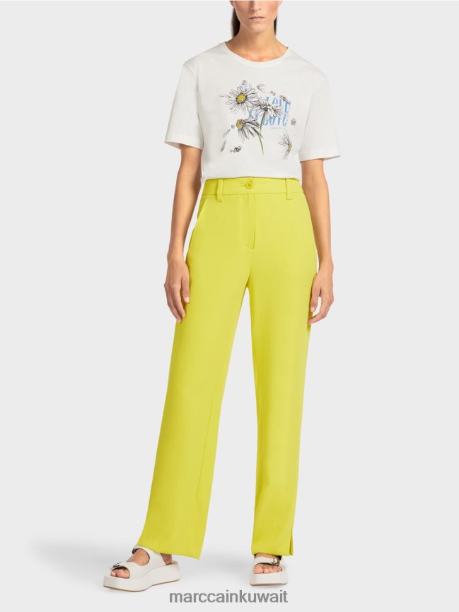 Marc Cain السراويل الفضفاضة الأنيقة LVN0D6716 ملابس الكبريت الأخضر