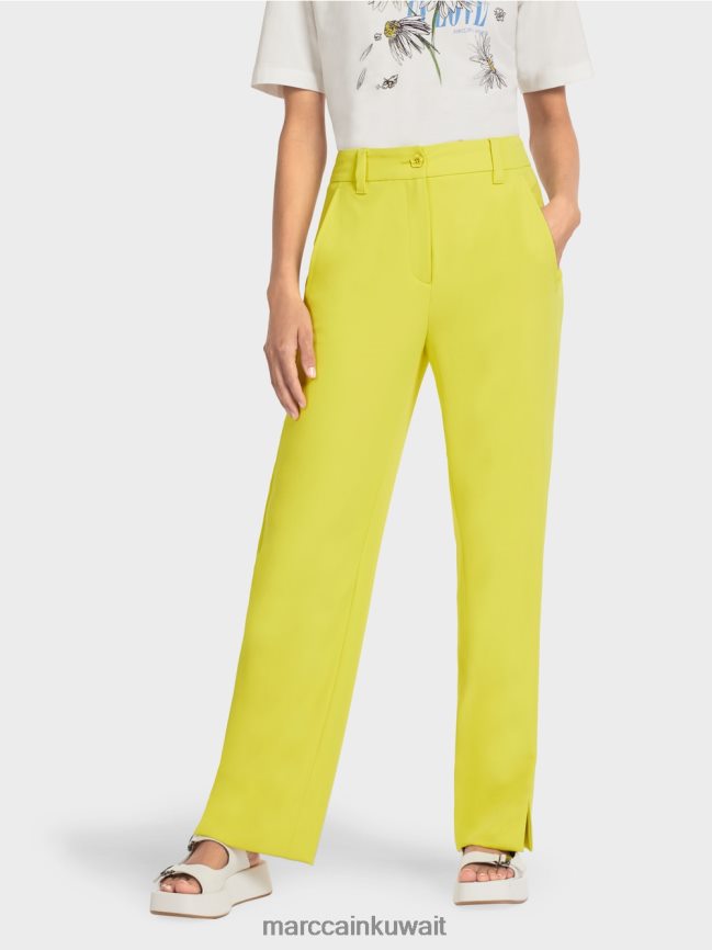 Marc Cain السراويل الفضفاضة الأنيقة LVN0D6716 ملابس الكبريت الأخضر