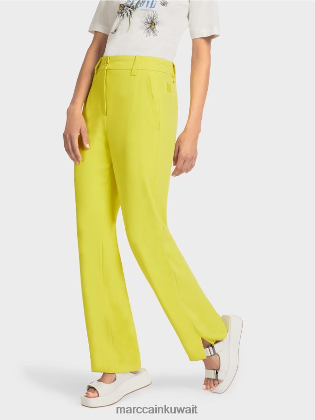 Marc Cain السراويل الفضفاضة الأنيقة LVN0D6716 ملابس الكبريت الأخضر