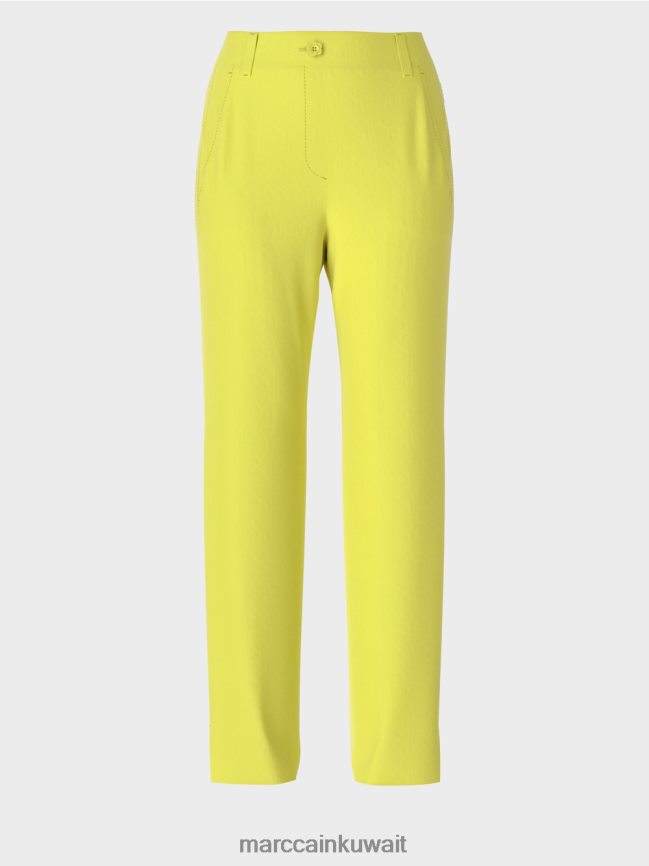 Marc Cain السراويل الفضفاضة الأنيقة LVN0D6716 ملابس الكبريت الأخضر