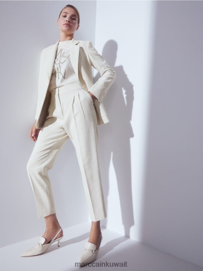 Marc Cain السراويل في نظرة الكتان LVN0D6723 ملابس كريمة