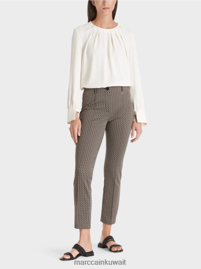 Marc Cain بنطال سيدني بنمط رسومي LVN0D6725 ملابس أسود