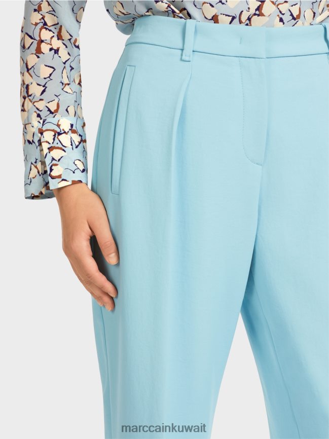 Marc Cain سراويل خفيفة الوزن مع تجاعيد مضغوطة LVN0D6734 ملابس الغلاف الجوي الأزرق