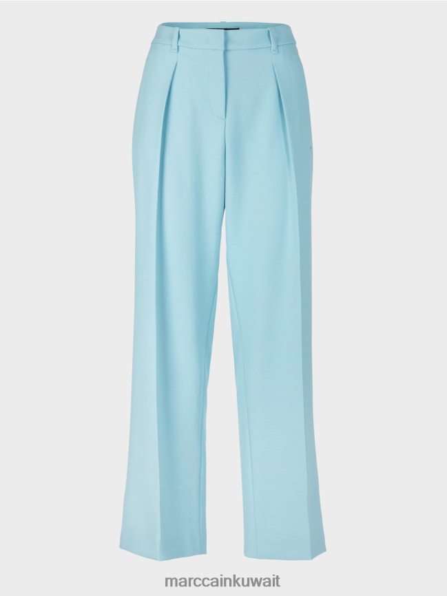 Marc Cain سراويل خفيفة الوزن مع تجاعيد مضغوطة LVN0D6734 ملابس الغلاف الجوي الأزرق