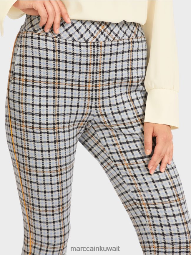 Marc Cain بنطال كاروهات مع أشرطة جانبية LVN0D6735 ملابس الغلاف الجوي الأزرق