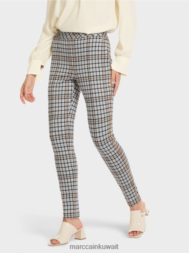 Marc Cain بنطال كاروهات مع أشرطة جانبية LVN0D6735 ملابس الغلاف الجوي الأزرق