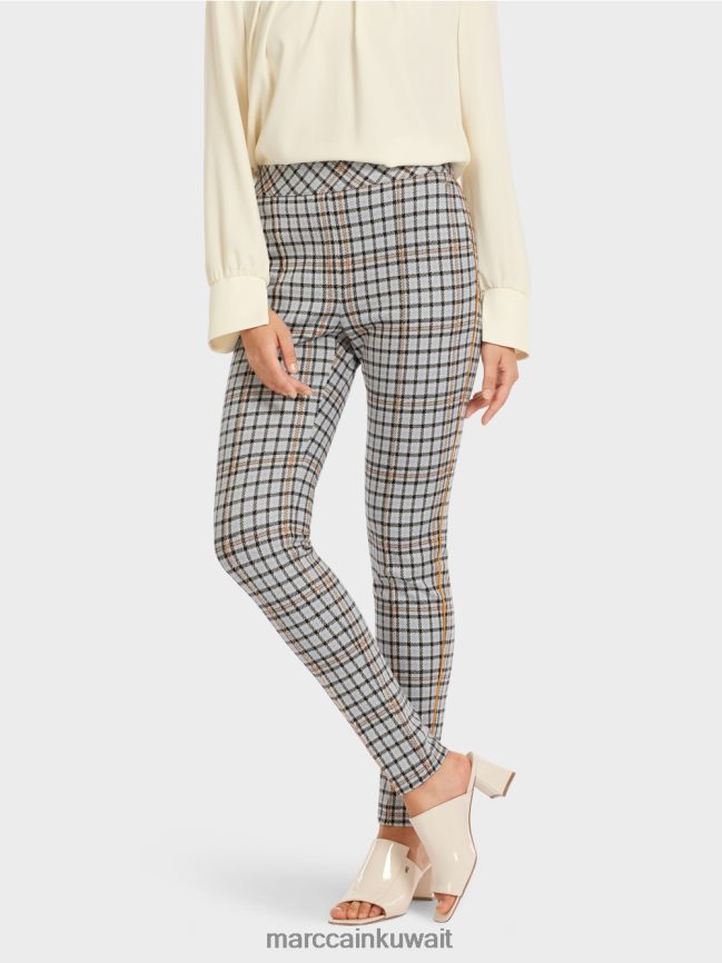 Marc Cain بنطال كاروهات مع أشرطة جانبية LVN0D6735 ملابس الغلاف الجوي الأزرق