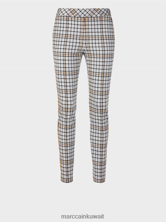 Marc Cain بنطال كاروهات مع أشرطة جانبية LVN0D6735 ملابس الغلاف الجوي الأزرق