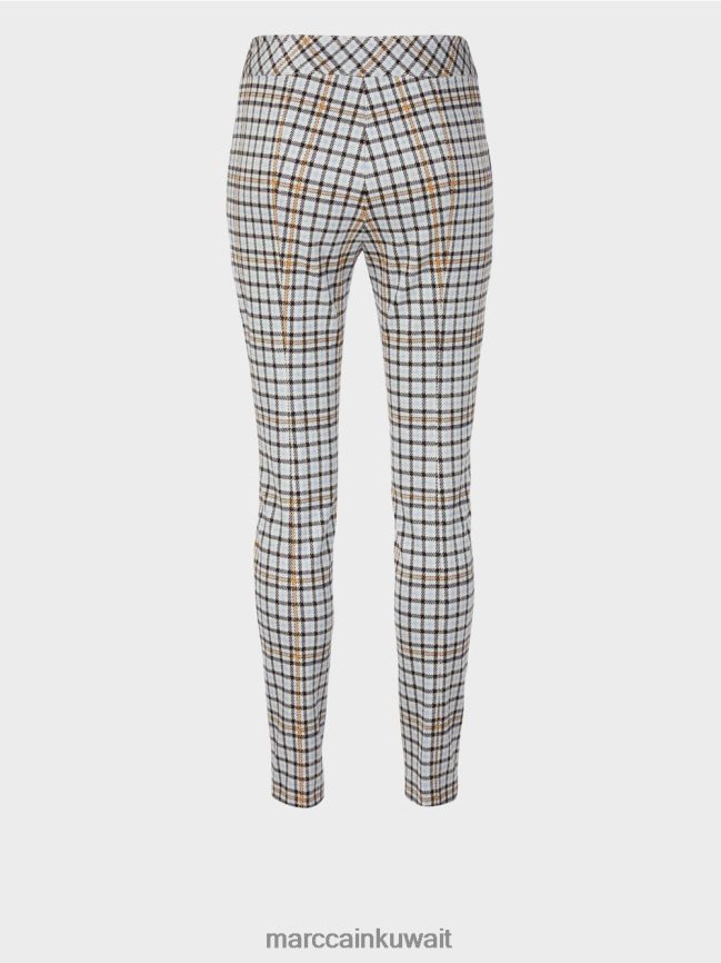 Marc Cain بنطال كاروهات مع أشرطة جانبية LVN0D6735 ملابس الغلاف الجوي الأزرق