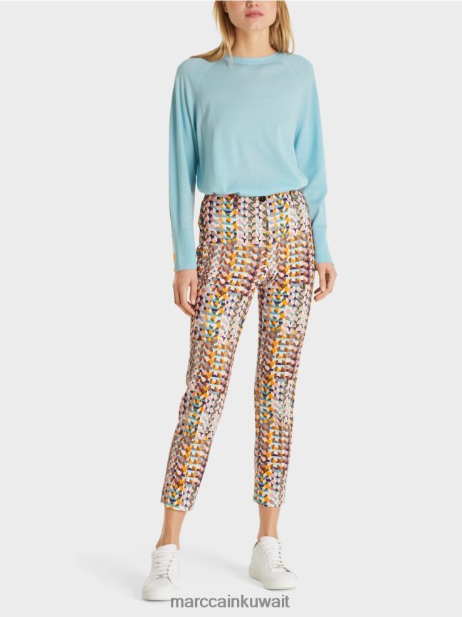 Marc Cain السراويل المطبوعة الرجعية LVN0D6736 ملابس ملكي الأرجواني