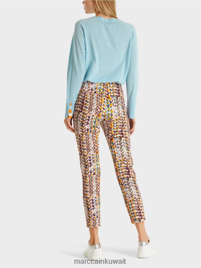 Marc Cain السراويل المطبوعة الرجعية LVN0D6736 ملابس ملكي الأرجواني