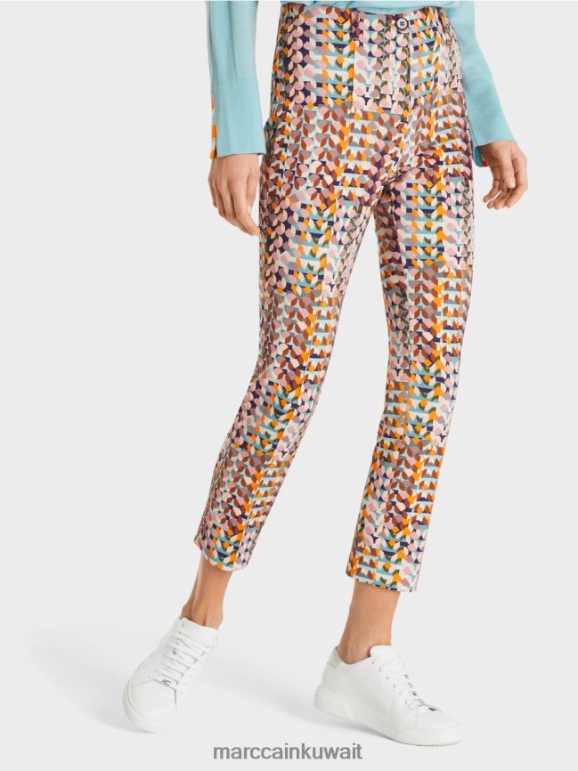 Marc Cain السراويل المطبوعة الرجعية LVN0D6736 ملابس ملكي الأرجواني