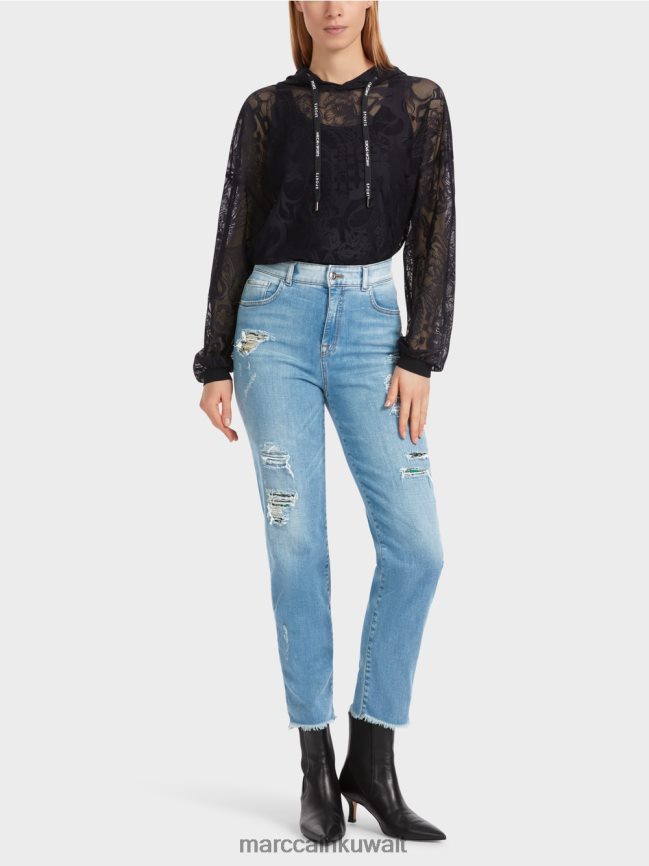 Marc Cain جينز فيلاي ذو آثار مدمرة LVN0D6748 ملابس خمر أزرق