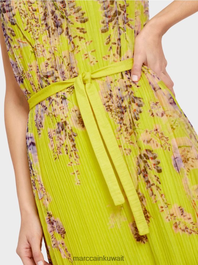 Marc Cain فستان ماكسي مطوي LVN0D674 ملابس الليمون الأخضر