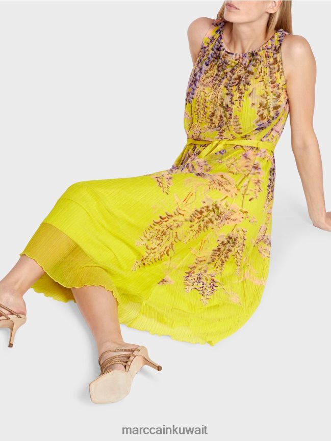Marc Cain فستان ماكسي مطوي LVN0D674 ملابس الليمون الأخضر
