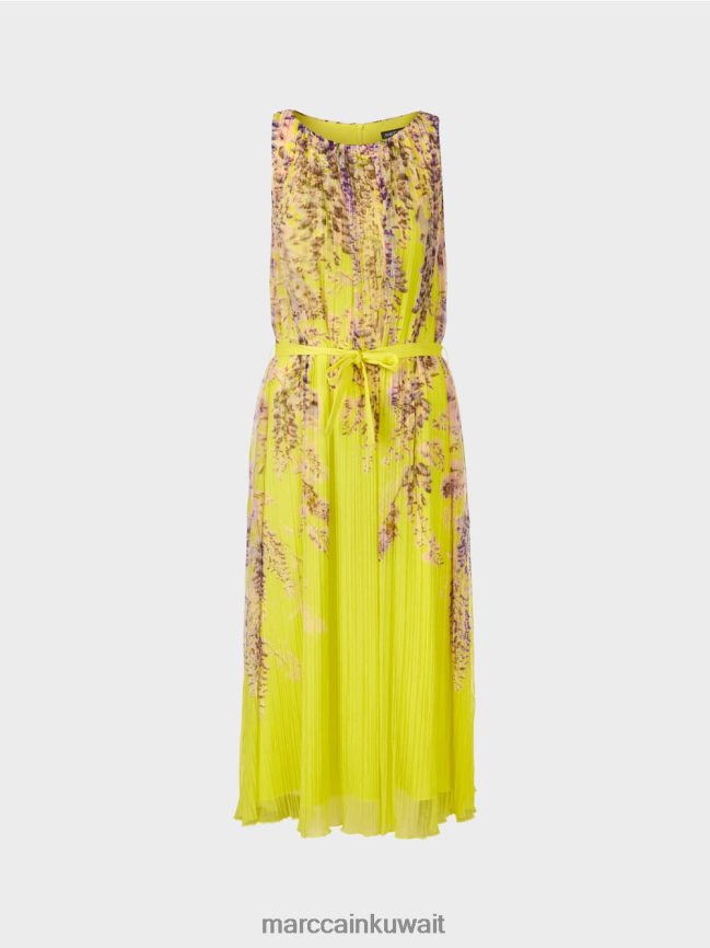 Marc Cain فستان ماكسي مطوي LVN0D674 ملابس الليمون الأخضر