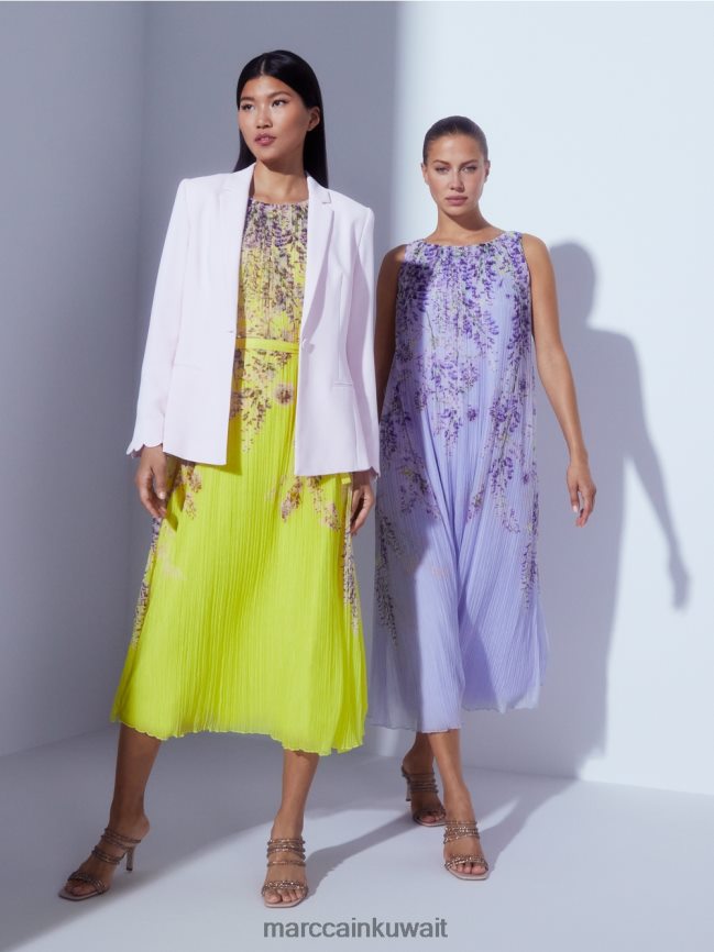 Marc Cain فستان ماكسي مطوي LVN0D674 ملابس الليمون الأخضر