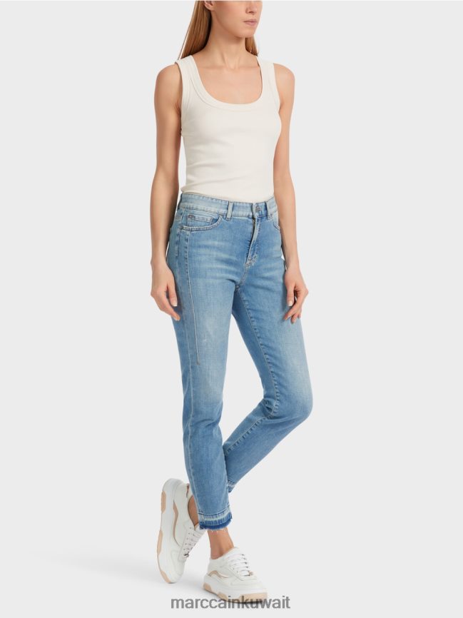 Marc Cain جينز سيليا بخمسة جيوب مع تأثيرات مستعملة LVN0D6750 ملابس خمر أزرق