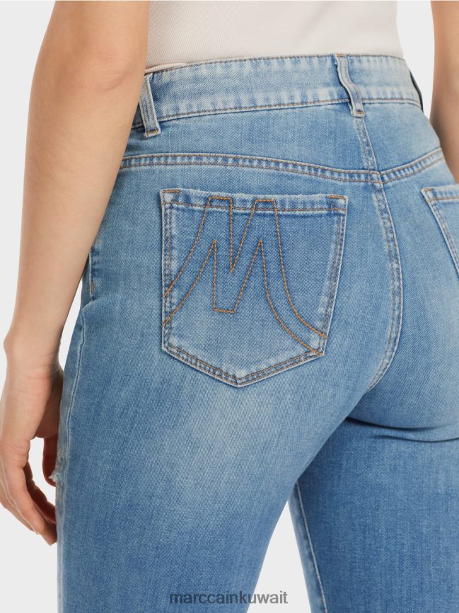 Marc Cain جينز سيليا بخمسة جيوب مع تأثيرات مستعملة LVN0D6750 ملابس خمر أزرق