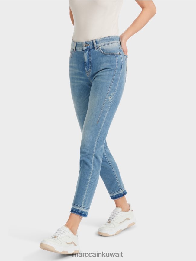 Marc Cain جينز سيليا بخمسة جيوب مع تأثيرات مستعملة LVN0D6750 ملابس خمر أزرق
