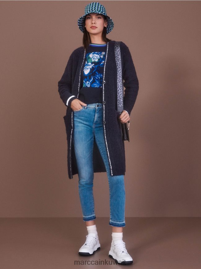 Marc Cain جينز سيليا بخمسة جيوب مع تأثيرات مستعملة LVN0D6750 ملابس خمر أزرق