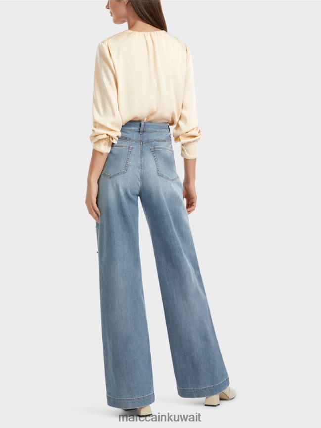 Marc Cain جينز واري مطرز باللؤلؤ LVN0D6756 ملابس خمر أزرق