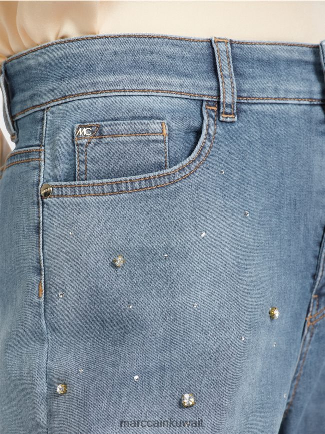 Marc Cain جينز واري مطرز باللؤلؤ LVN0D6756 ملابس خمر أزرق